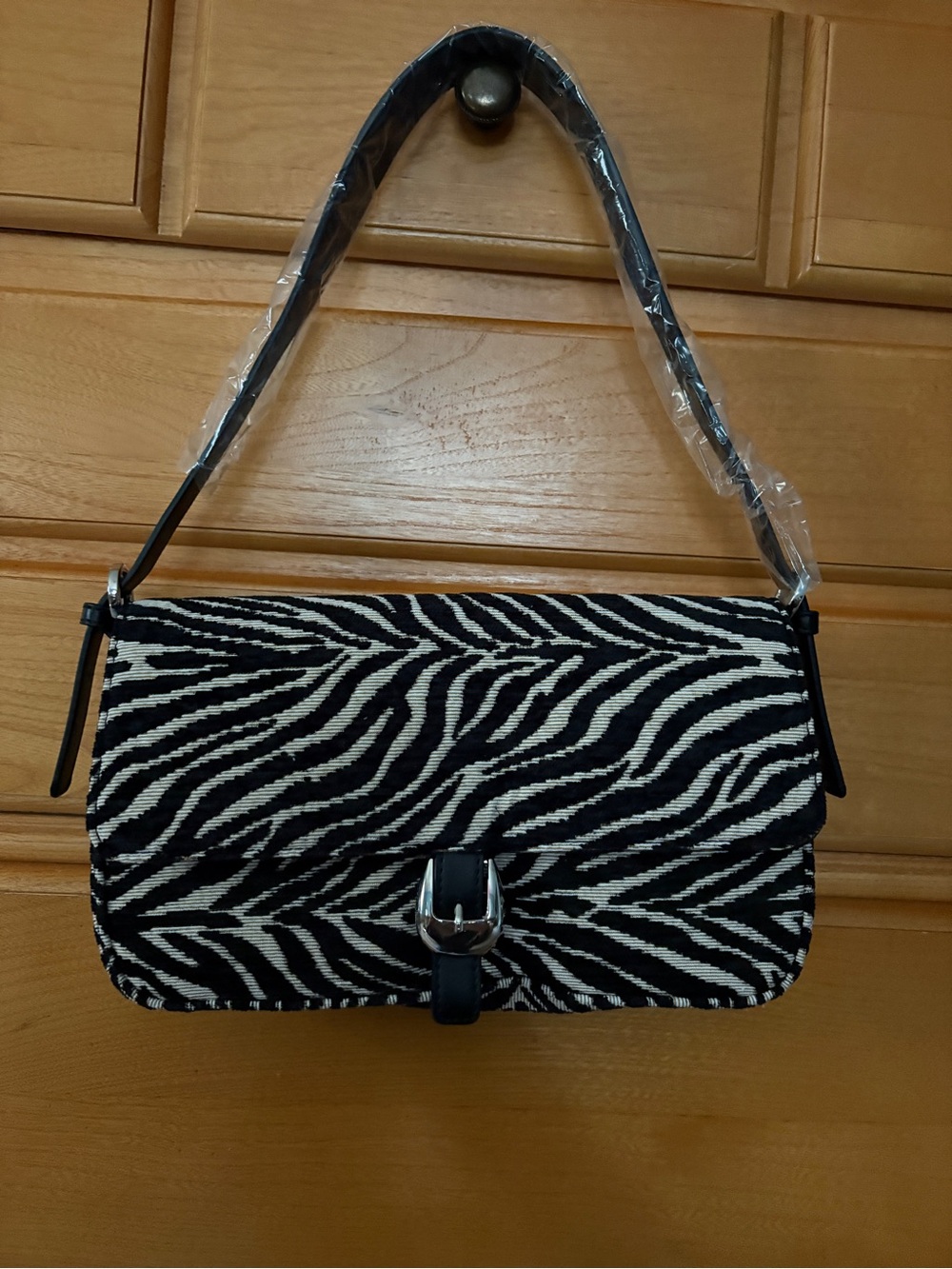 Zebra Print Shoulder Bag - Black & White